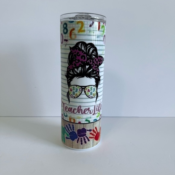 Colorful Teacher Life 20oz Skinny Tumbler - Picture 2 of 4